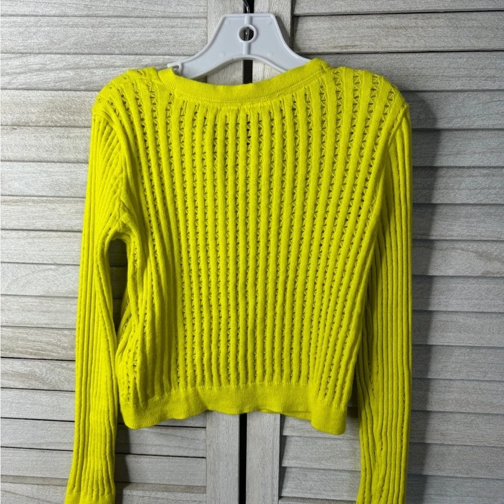 GAP Kids Neon Yellow Ribbed Cardigan Sweater Girls Size 5T
